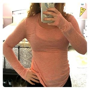 Pink orange striped long sleeve